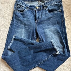 Kut from the Kloth Connie Dark Blue Ankle Skinny Jeans Raw Hem, Size 6